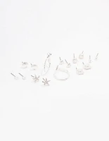 Silver Shell Pearl Stud Earring 8-Pack