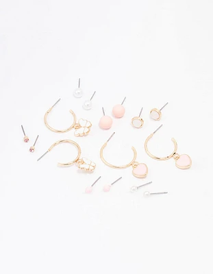 Gold Heart & Butterfly Earring 8-Pack