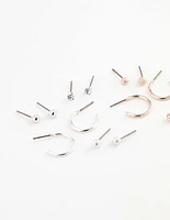 Mixed Metal Sandblast Stud & Hoop Earring 12-Pack