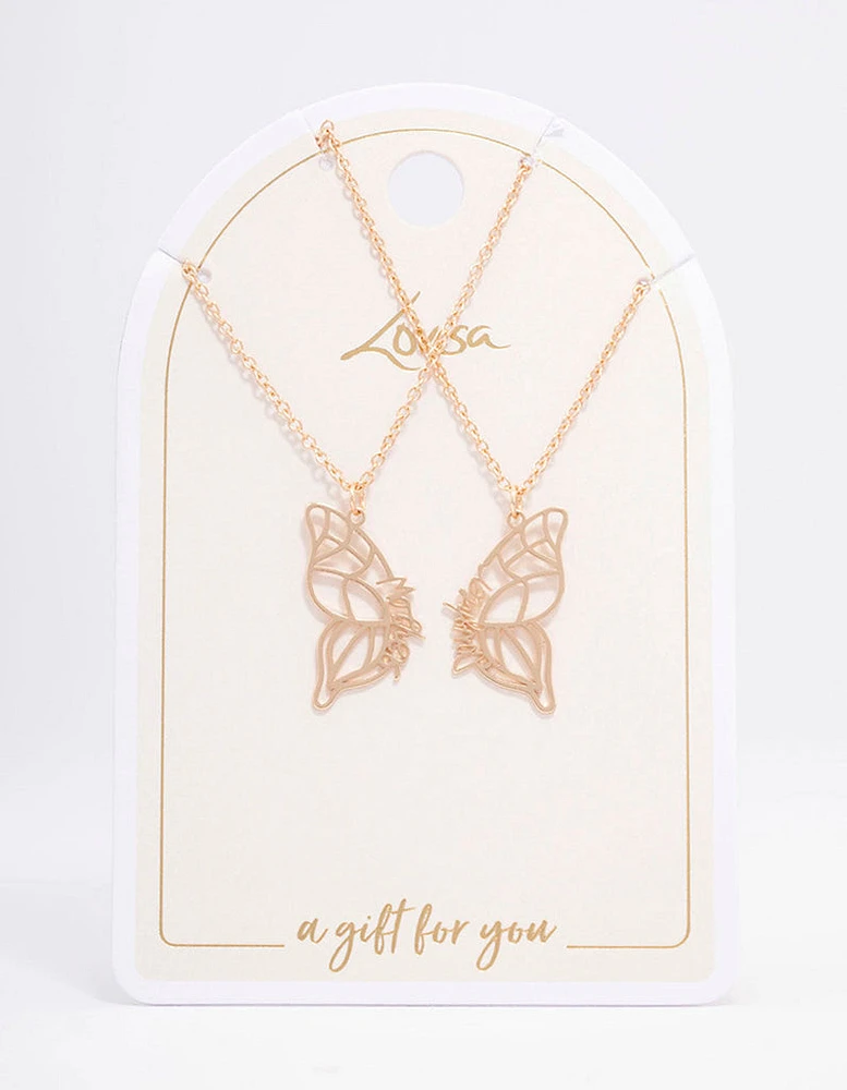 Gold Mum & Daughter Butterfly Necklace Pack