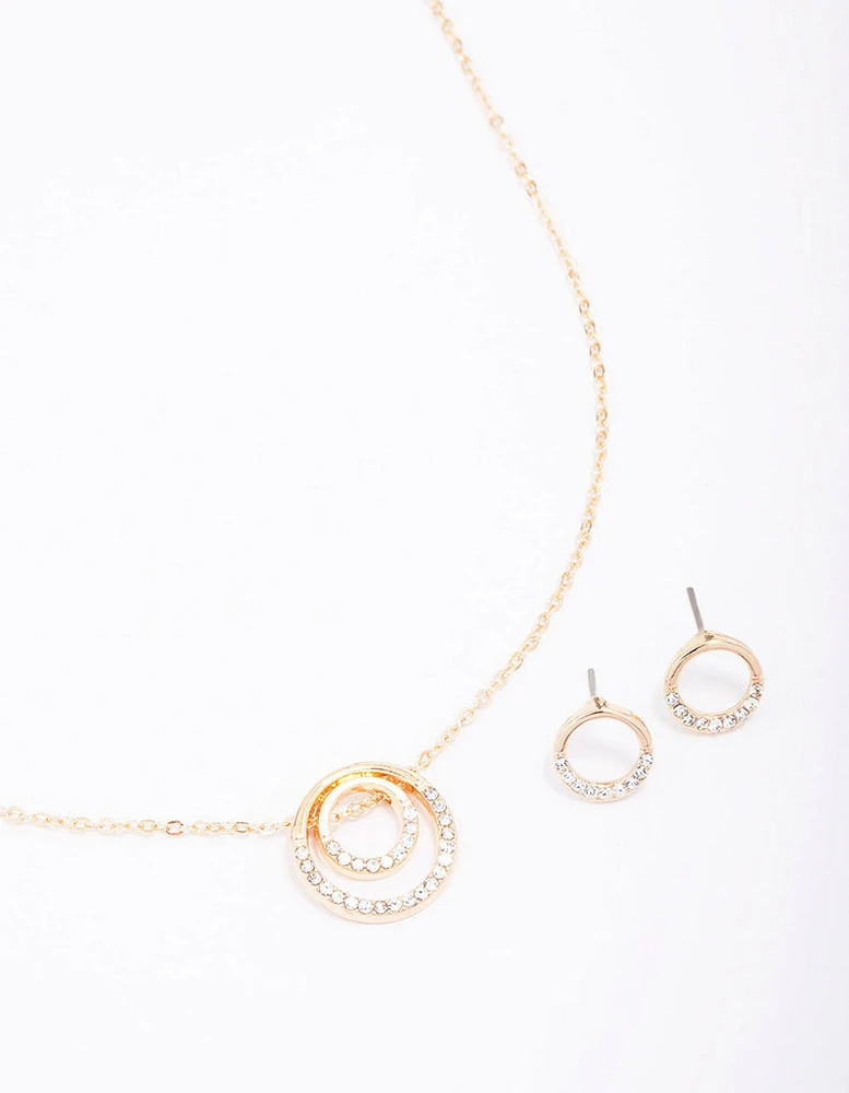 Gold Double Open Circle Jewelley Set
