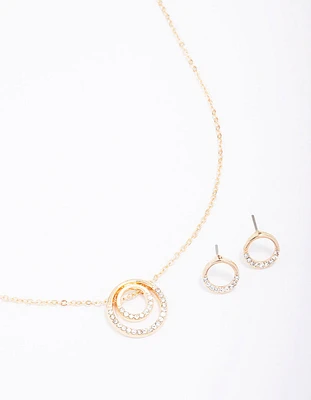 Gold Double Open Circle Jewelley Set