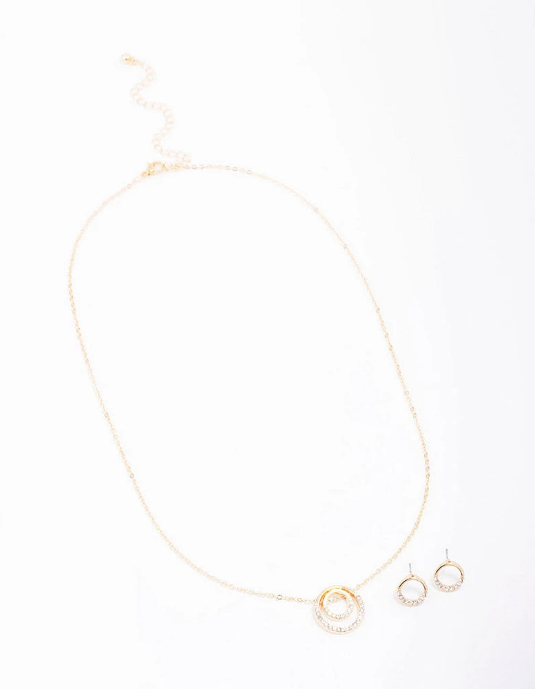 Gold Double Open Circle Jewelley Set