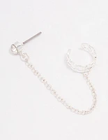 Silver Chain Link Cuff & Diamante Chain Drop Earrings