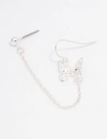 Silver Butterfly Chain Drop Earrings