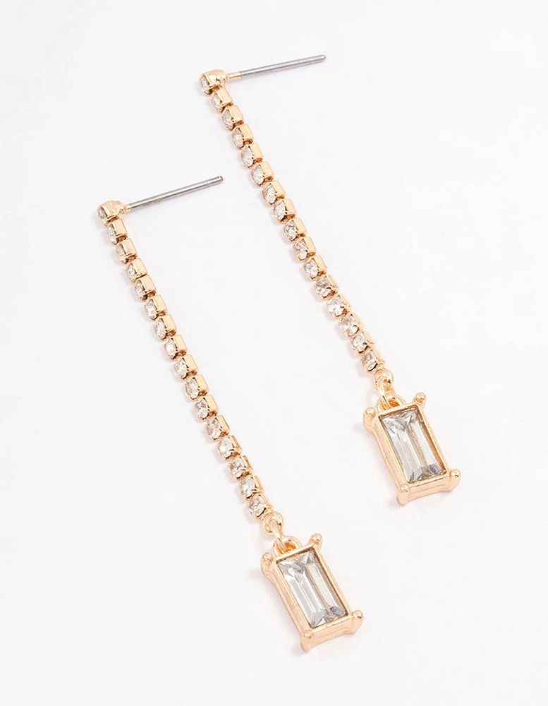 Gold Cupchain Radiant Drop Earrings