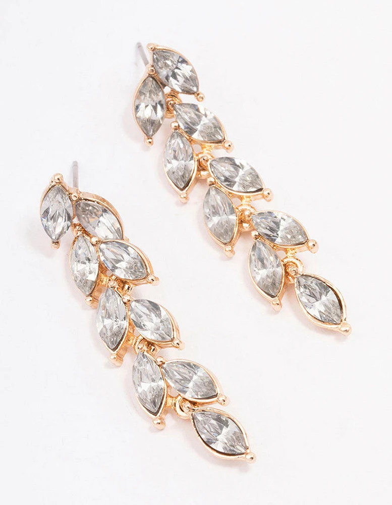 Gold Diamante Vine Drop Earrings