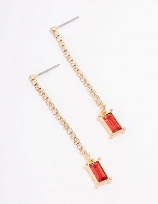 Red Cupchain Radiant Drop Earrings