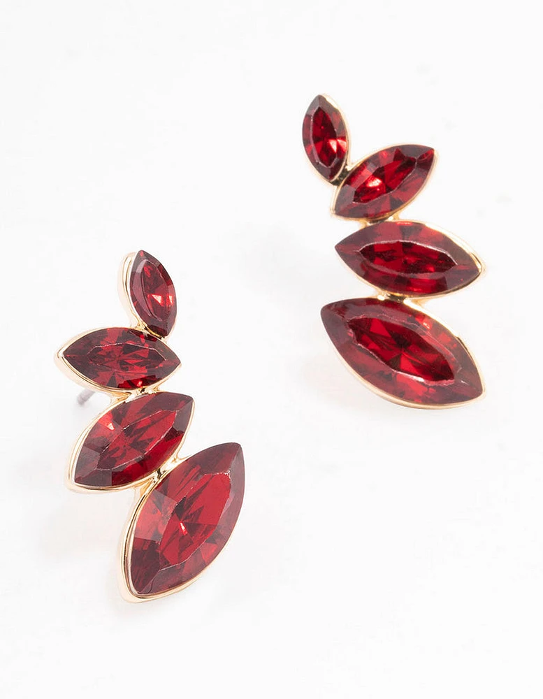 Red Graduating Marquise Stud Earrings