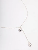 Silver Puffy Heart Drop Necklace