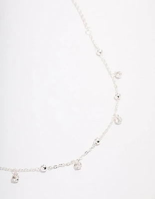 Silver Diamante Droplet Station Necklace