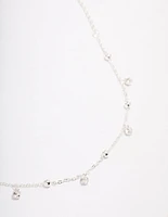 Silver Diamante Droplet Station Necklace