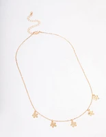 Gold Clean Flower Droplet Necklace