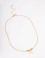 Gold Plain Bow Necklace