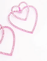 Pink Double Heart Drop Earrings