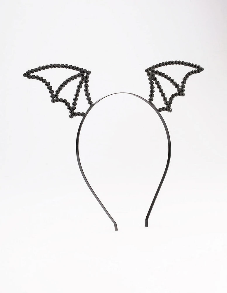 Black Bat Wing Beaded Headband