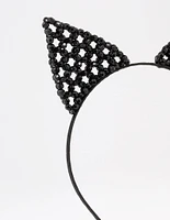 Black Cat Ear Beaded Headband