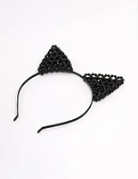 Black Cat Ear Beaded Headband