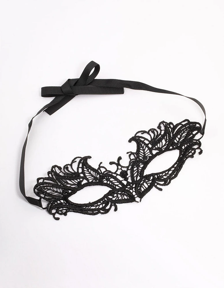 Black Fabric Crochet Eye Mask