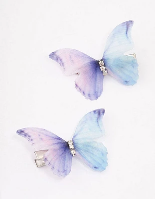 Diamante Butterfly Hair Clip Pack