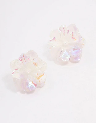 Blush Holographic Flower Stud Earrings