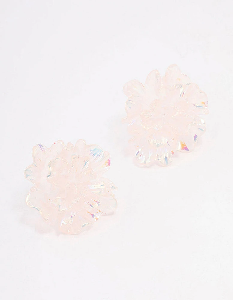 Acrylic Holographic Flower Stud Earrings