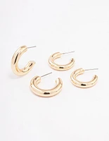 Gold Chubby Hoop Earring Pack