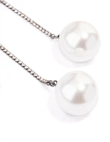 Gunmetal Diamante Pearl Drop Earrings