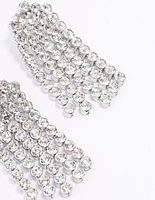 Rhodium Multi Row Cupchain Drop Earrings