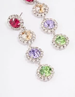 Rainbow Diamante Stone Drop Earrings
