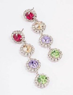 Rainbow Diamante Stone Drop Earrings