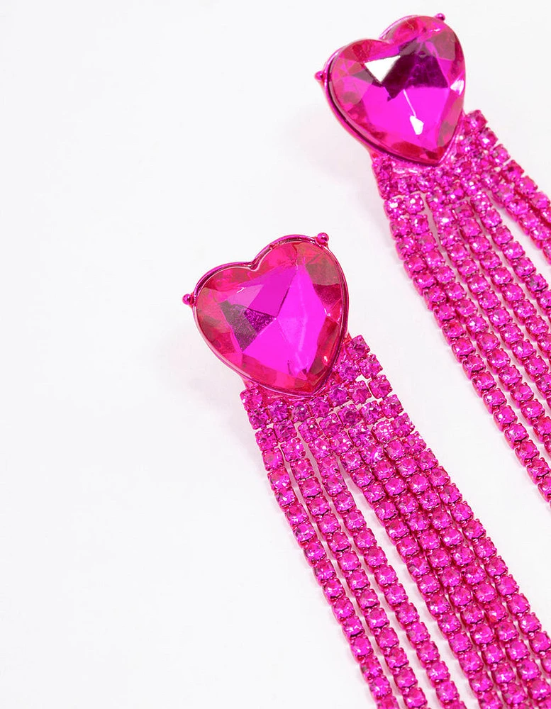 Pink Heart Cupchain Drop Earrings