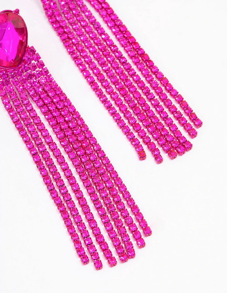 Pink Heart Cupchain Drop Earrings