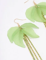 Green Leaf Petal Cupchain Drop Earrings