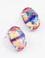 Rainbow Small Oval Stud Earrings