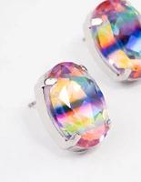 Rainbow Small Oval Stud Earrings