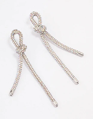 Diamante Knotted Loop Rope Stud Earrings