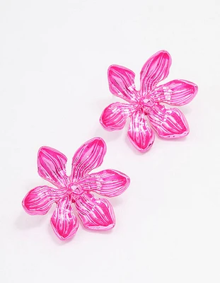 Pink Small Flower Stud Earrings