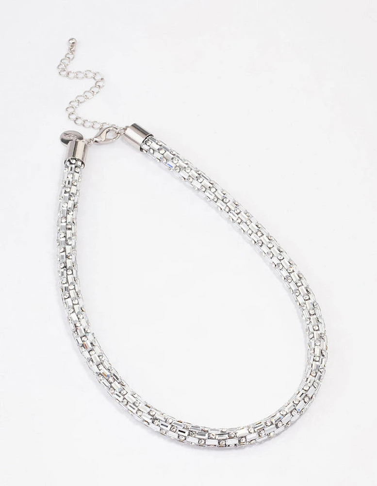 Rhodium Mixed Stone Necklace