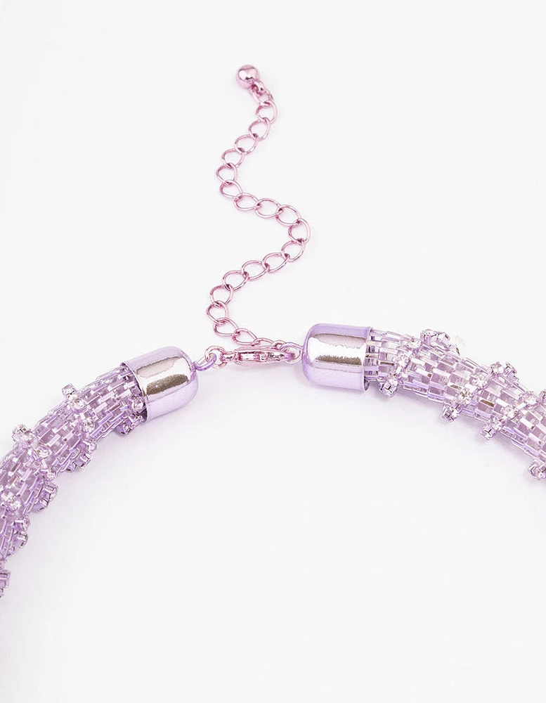 Lilac Cupchain Wrapped Short Necklace