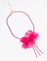 Fuchsia Cupchain Long Flower Necklace