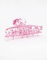 Pink Glitter Clear Hair Claw Clip