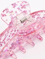 Pink Glitter Clear Hair Claw Clip