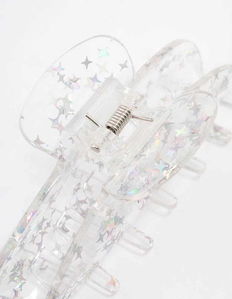 Clear Glitter Hair Claw Clip