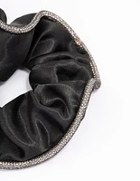 Black Fabric Diamante Hair Scrunchie