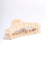 Neutral Faux Fur Hair Claw Clip