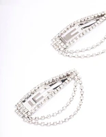 Rhodium Drape Cupchain Hair Clip Pack