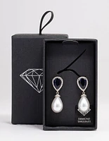 Rhodium & Pearl Drop Earrings