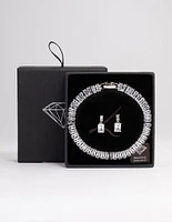 Silver Cubic Zirconia Baguette Classic Jewellery Set