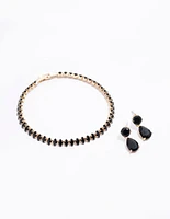 Gold Marquise Drop Earrings & Bracelet Set